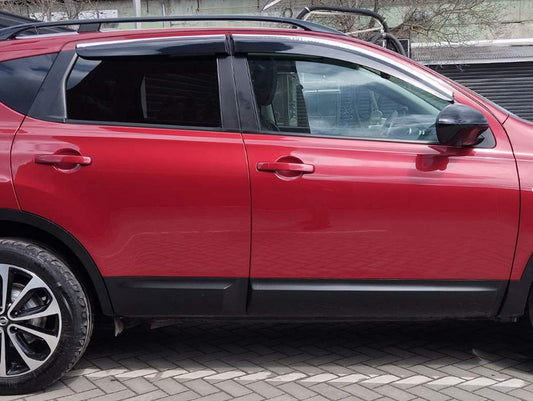 Window Deflectors with Chrome Trim (4 pcs, Sunplex Chrome) for Nissan Qashqai 2007-2010 - image 1