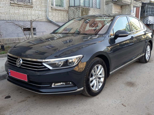 Lining on the front bumper (2015-2018, 3 PCs, stainless steel) for Volkswagen Passat B8 2015-2023 - image 1