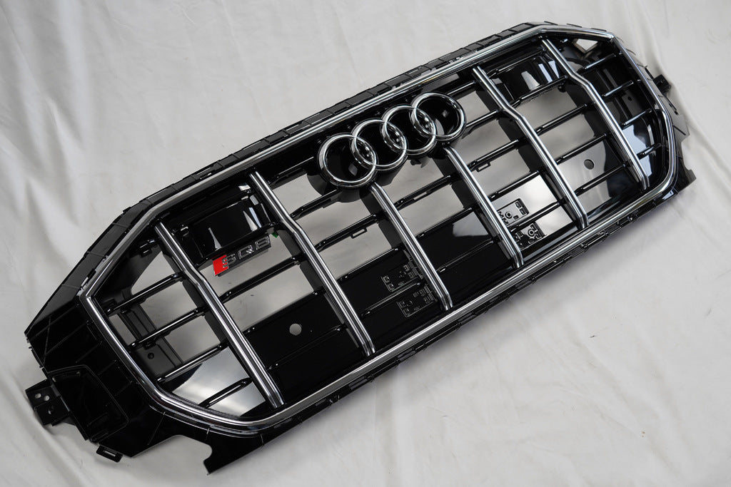 SQ-Style Front Grille (2018-2023, Black with Chrome) for Audi Q8 2018- - image 1