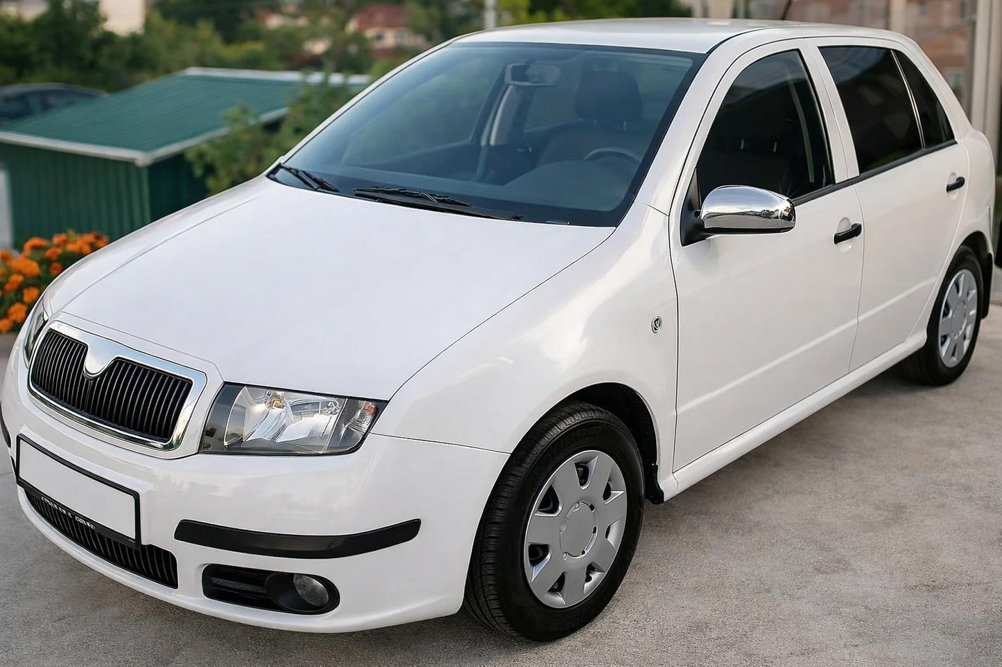 Mirror Covers 2006↗ (2 pcs, Stainless Steel) for Skoda Fabia 2000-2007 - image 1