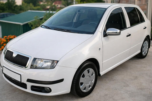 Mirror Covers 2006↗ (2 pcs, Stainless Steel) for Skoda Fabia 2000-2007 - image 1