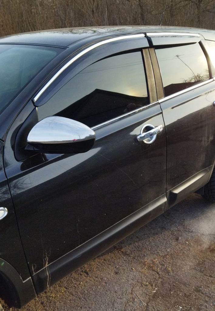 Covers for mirrors (2 pcs, steel) for Nissan Qashqai 2007-2010 - Reelken Auto