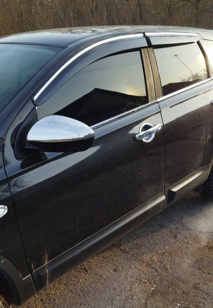 Covers for mirrors (2 pcs, steel) for Nissan Qashqai 2007-2010 - Reelken Auto