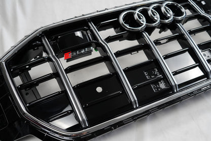 SQ-Style Front Grille (2018-2023, Black with Chrome) for Audi Q8 2018- - image 2