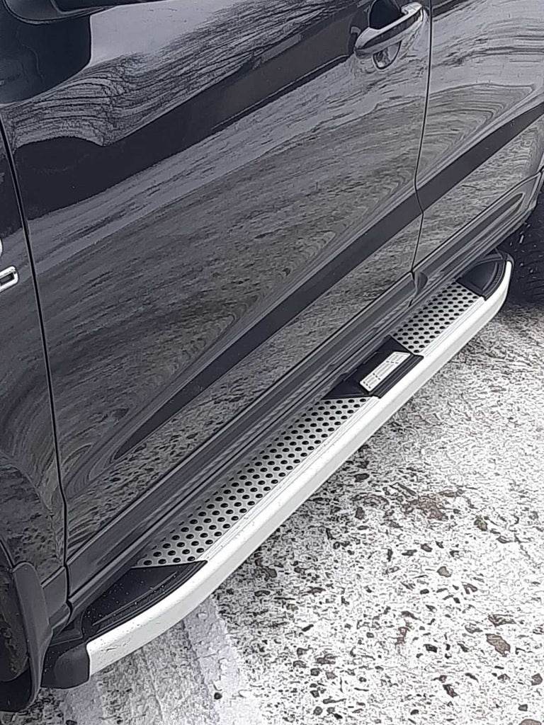 Lateral platforms Mevsim Gray (2 pieces, aluminum) for Hyundai Santa Fe 2 2006-2012 - Reelken Auto