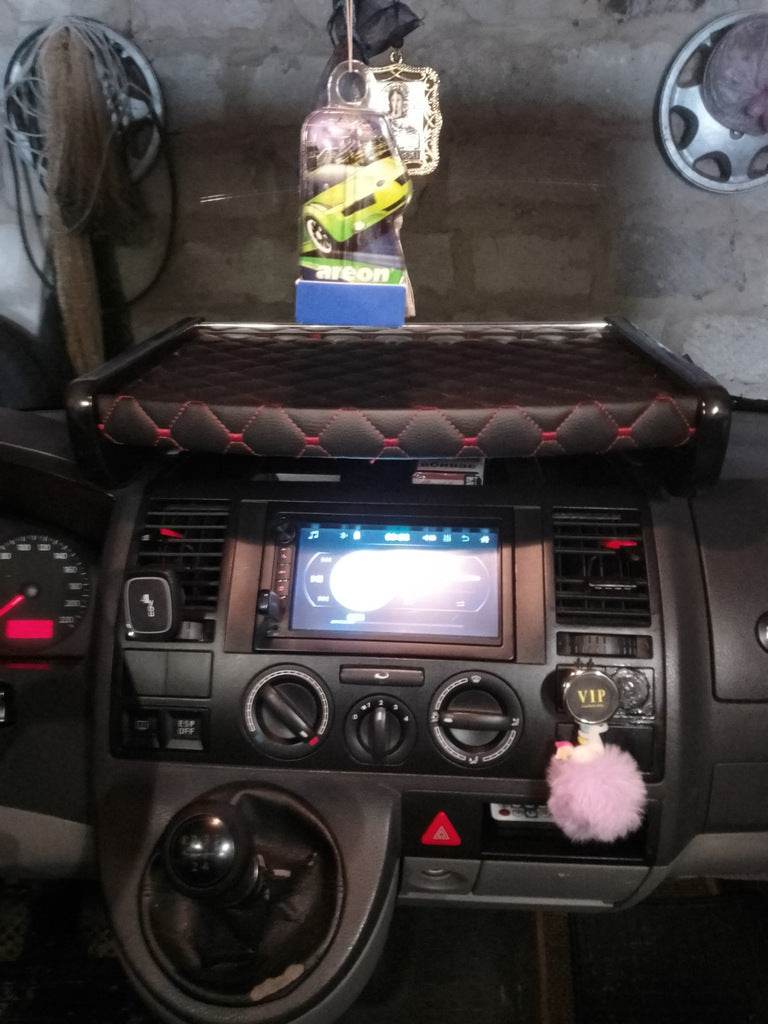 Shelf on the panel (Black with red thread) for Volkswagen T5 Transporter 2003-2010 - Reelken Auto