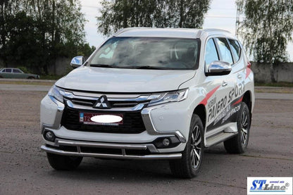 Front protection ST016 (stainless) for Mitsubishi Pajero Sport 2015↗ - Reelken Auto