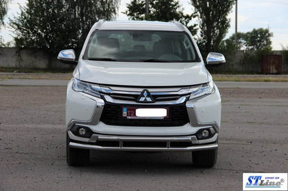 Front protection ST016 (stainless) for Mitsubishi Pajero Sport 2015↗ - Reelken Auto
