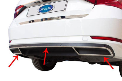 Rear Bumper End Trim OmsaLine (3 pcs, Stainless Steel) for Skoda Superb 2015-2024 - image 1