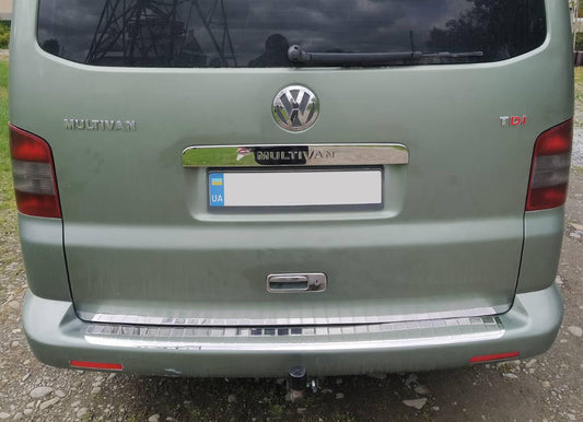 Rear bumper protector with lip (Omsa, stainless steel) for Volkswagen T5 Multivan 2003-2010 - image 1
