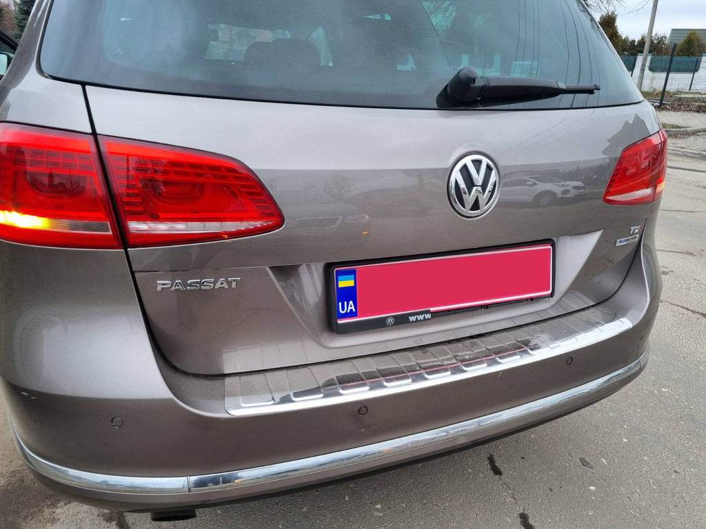 Cover on the rear bumper Carmos (SW, stainless steel) for Volkswagen Passat B7 2012-2015 - Reelken Auto