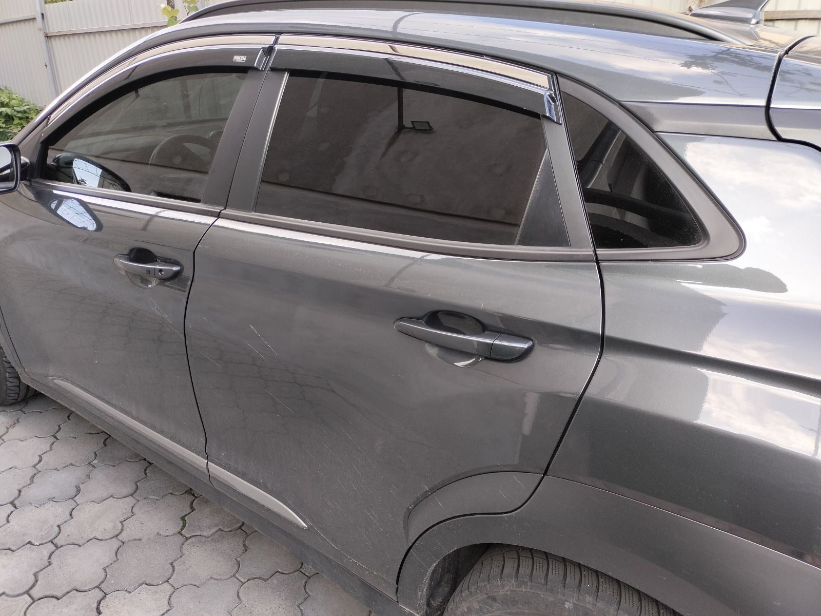 Window deflectors with chrome trim (4 pcs, Niken) for Hyundai Kona 2017-2023 - image 7
