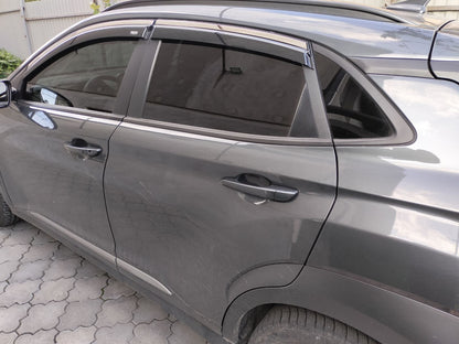 Window deflectors with chrome trim (4 pcs, Niken) for Hyundai Kona 2017-2023 - image 7