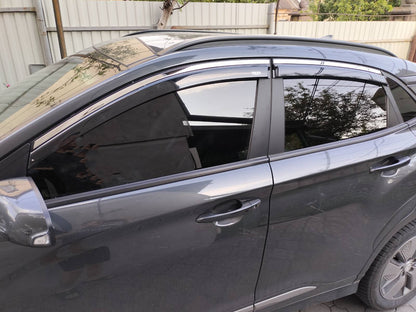 Window deflectors with chrome trim (4 pcs, Niken) for Hyundai Kona 2017-2023 - image 5