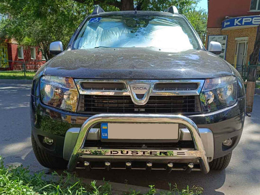 The bumper with the inscription WT004 (stainless) for Dacia Duster 2008-2018 - Reelken Auto