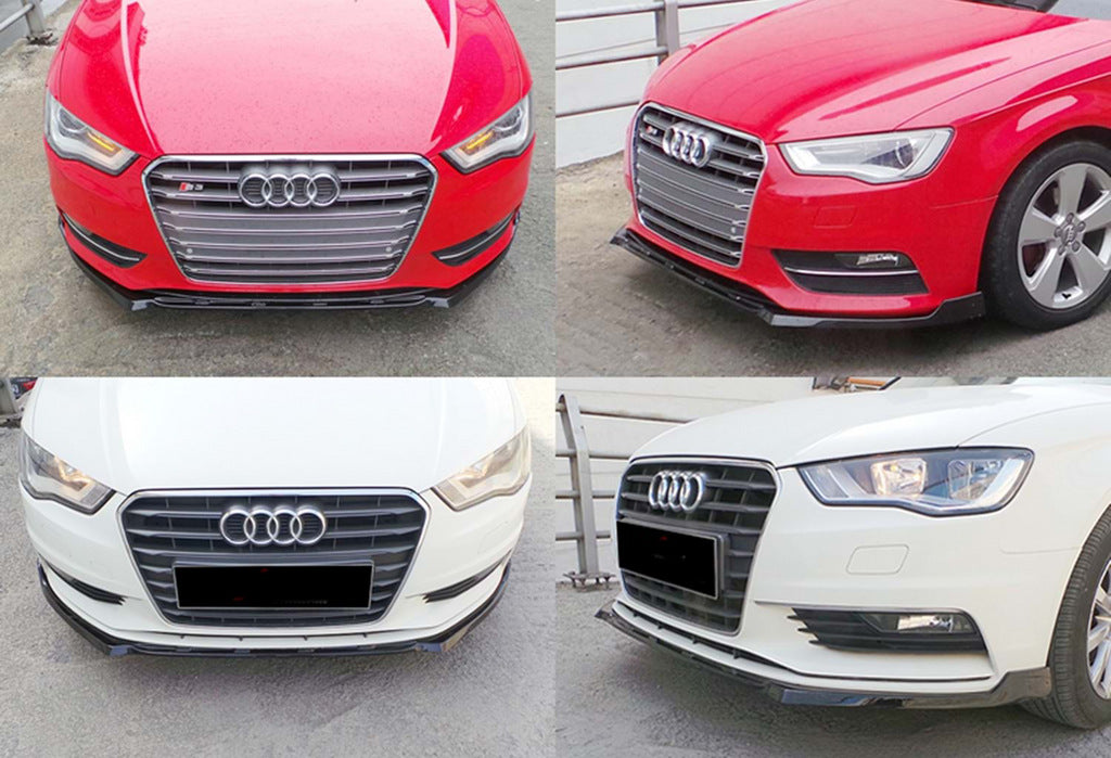 Front lip spoiler add-on DPT V-3 (Sedan/HB, gloss black) for Audi A3 2012-2020 - image 1