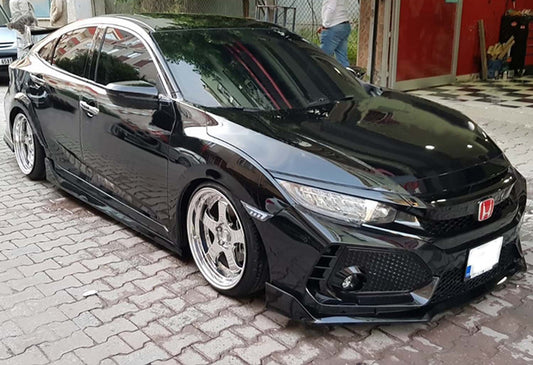 Side Skirts DPT V-4 (Gloss Black) for Honda Civic Sedan X 2016-2021 - image 1