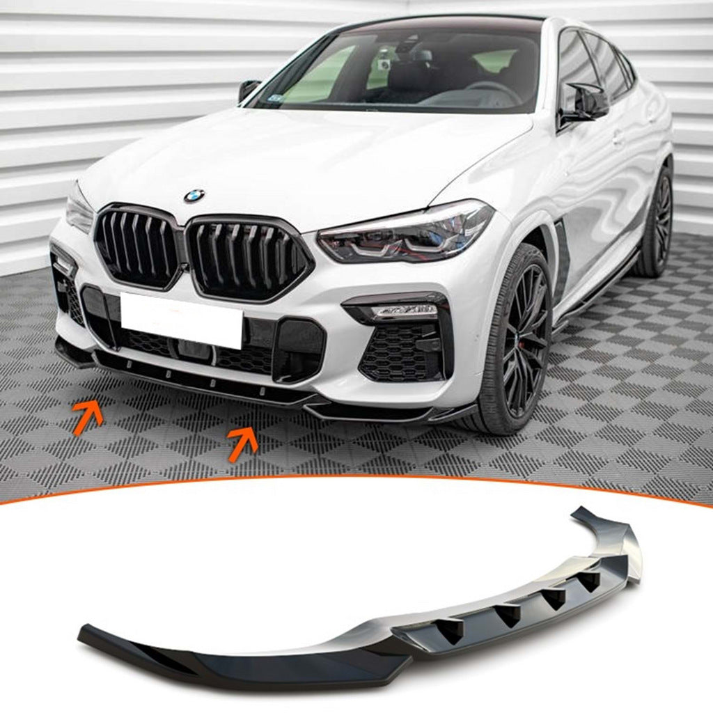 Front Lip Spoiler DPT V-1 (For M, Gloss Black) for BMW X6 G06 2019- - image 2