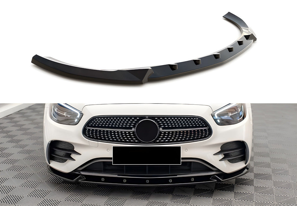 Front Lip Spoiler DPT (for AMG-Line, 2020-2023, Gloss Black) for Mercedes E-сlass W213 2016-2023 - image 1