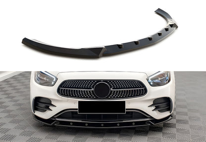 Front Lip Spoiler DPT (for AMG-Line, 2020-2023, Gloss Black) for Mercedes E-сlass W213 2016-2023 - image 1