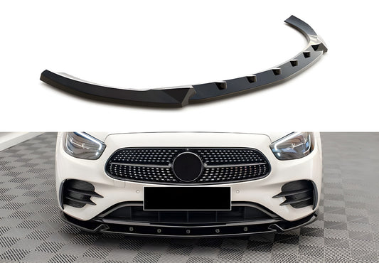 Front Lip Spoiler DPT (for AMG-Line, 2020-2023, Gloss Black) for Mercedes E-сlass W213 2016-2023 - image 1