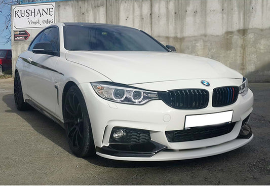 Front Bumper Lip DPT Flap V-3 (for M-Sport, Gloss Black) for BMW 4 Series F32/F33/F36 2012-2020 - image 1