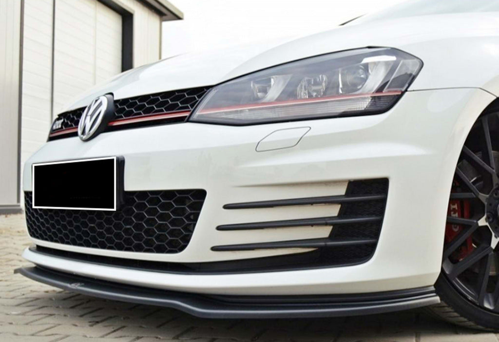 Front Lip Spoiler DPT V-2 (for GTI, 2012-2017, Gloss Black) for Volkswagen Golf 7/E-Golf 2012-2020 - image 1