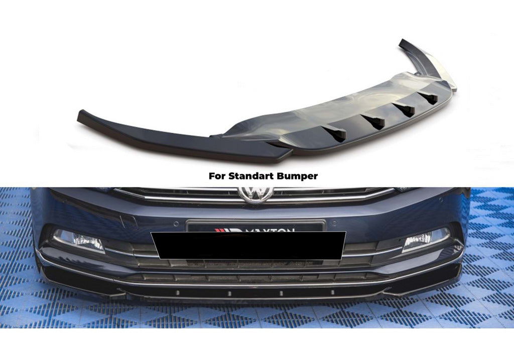 Front Lip DPT V-1 (2015-2019, Gloss Black) for Volkswagen Passat B8 2015-2023 - image 1