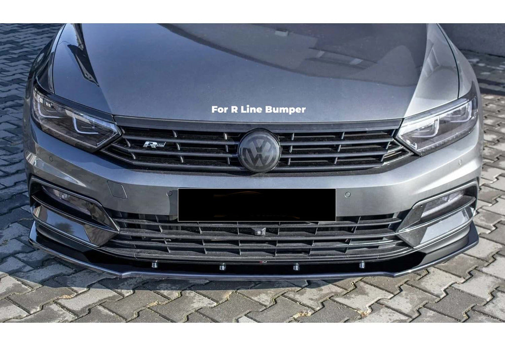 Front Lip Spoiler DPT V-1 (for R-Line, 2015-2019, Gloss Black) for Volkswagen Passat B8 2015-2023 - image 1