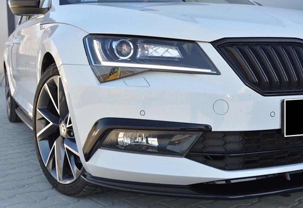 Front bumper lip DPT V-4 (2015-2020, Gloss Black) for Skoda Superb 2015-2024 - image 2
