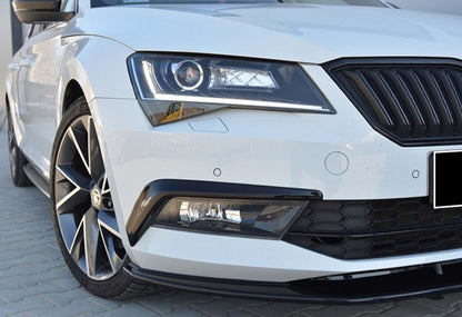 Front bumper lip DPT V-4 (2015-2020, Gloss Black) for Skoda Superb 2015-2024 - image 2