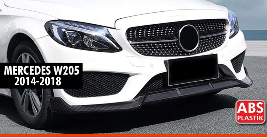 Front Bumper Lip DPT V1 (2014-2018, for AMG-Line only, Gloss Black) for Mercedes C-сlass W205 2014-2021 - image 1