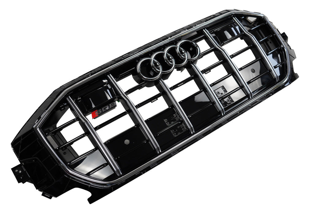 SQ-Style Front Grille (2018-2023, Black with Chrome) for Audi Q8 2018- - image 18