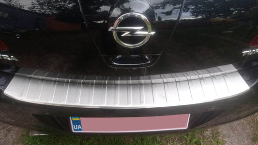 Cover on the rear bumper Carmos (HB) (stainless steel) for Opel Astra J 2009-2015 - Reelken Auto