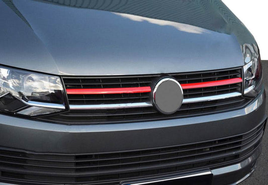 Covers for the grill upper 2015-2019 (2 pieces, red) for Volkswagen T6 - Reelken Auto