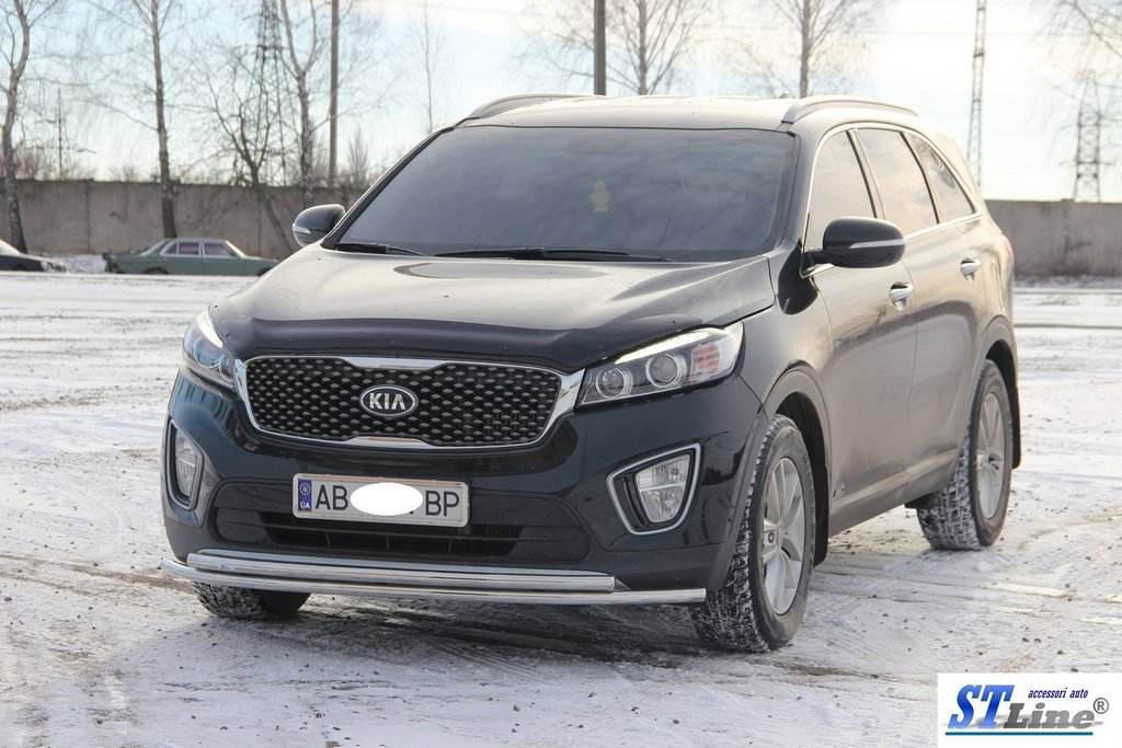 Front protection ST014 60 / 42mm (stainless steel) for Kia Sorento III UM 2014-2020 - Reelken Auto