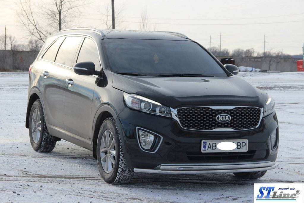 Front protection ST014 60 / 42mm (stainless steel) for Kia Sorento III UM 2014-2020 - Reelken Auto