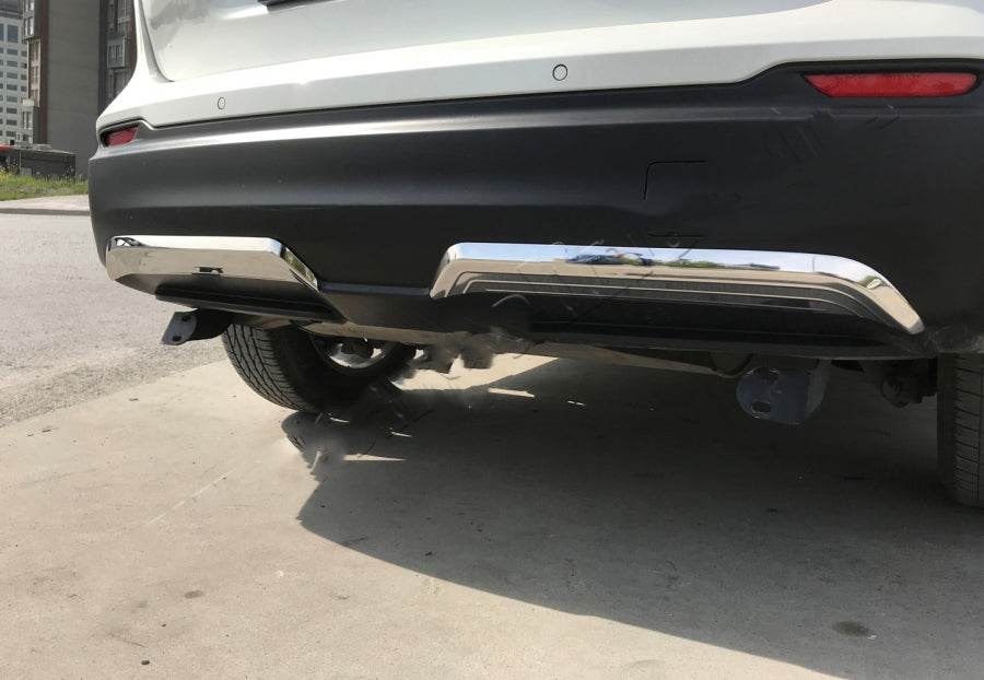 Covers on the end of the rear bumper (2017-2021, stainless steel) for Nissan Qashqai 2014-2021 - Reelken Auto