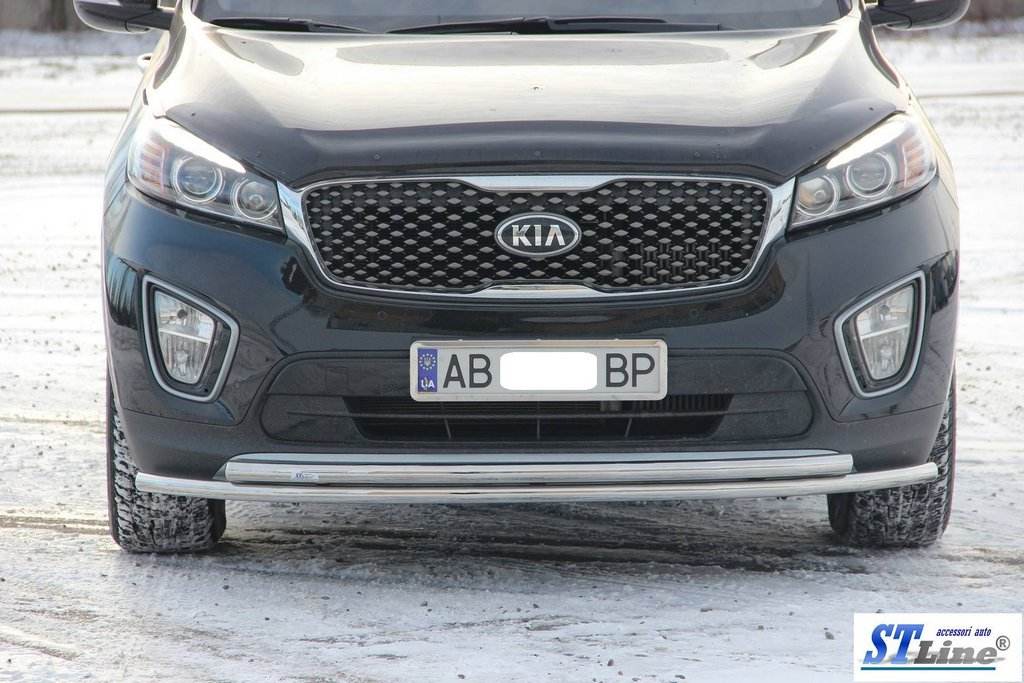 Front protection ST014 60 / 42mm (stainless steel) for Kia Sorento III UM 2014-2020 - Reelken Auto