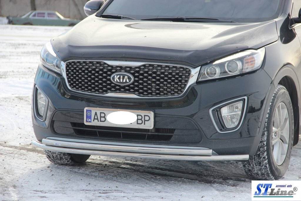 Front protection ST014 60 / 42mm (stainless steel) for Kia Sorento III UM 2014-2020 - Reelken Auto