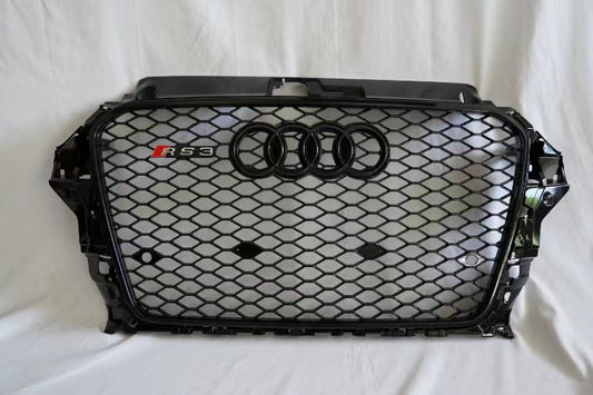 RS-style front grille (2012-2016, black) for Audi A3 2012-2020 - image 1
