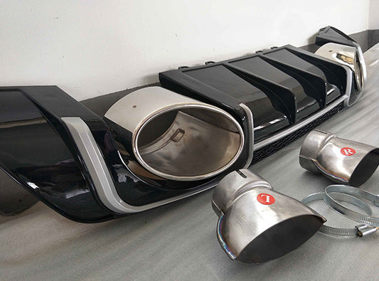 Rear diffuser with TTRS-Style nozzles (2014-2020) for Audi TT 2014-2023 - image 1
