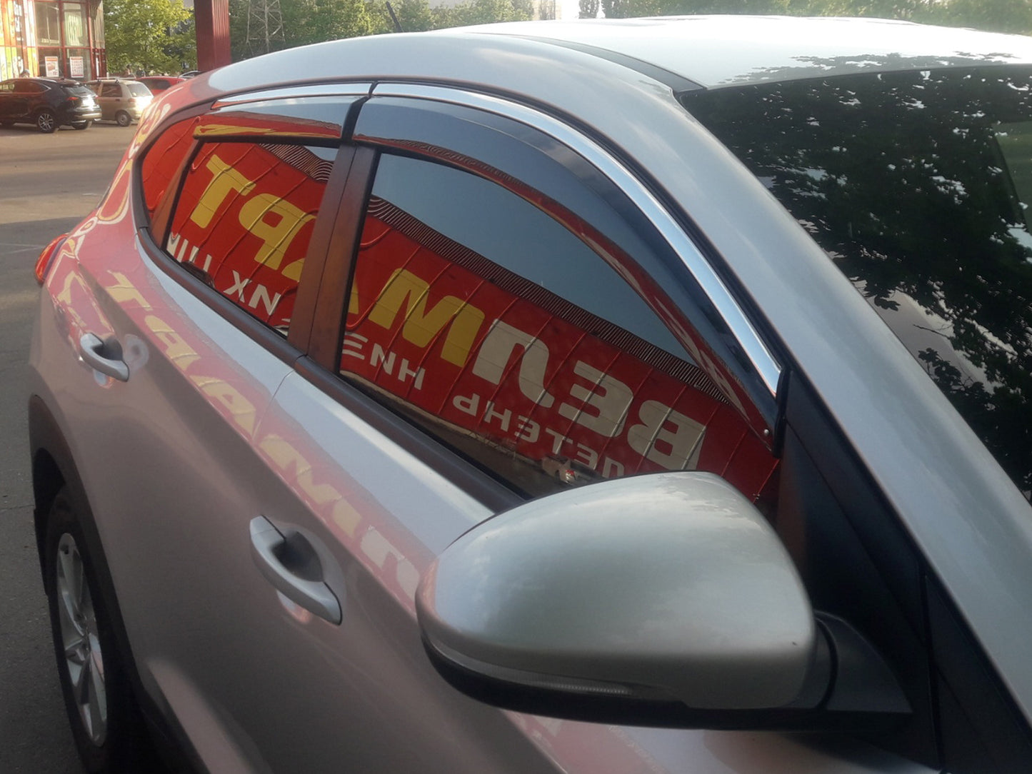 Window Deflectors with Chrome Trim Niken Luxury (4 pcs) for Hyundai Tucson TL 2016-2021 - image 1