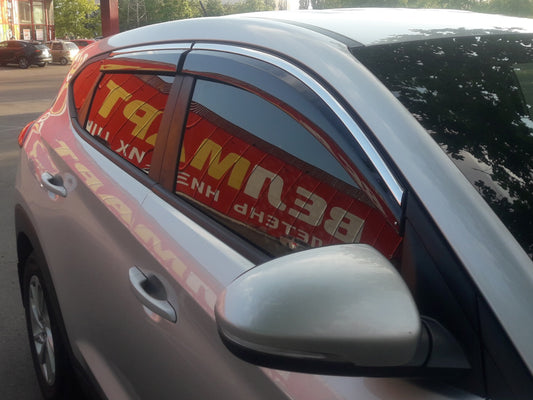 Window Deflectors with Chrome Trim Niken Luxury (4 pcs) for Hyundai Tucson TL 2016-2021 - image 1