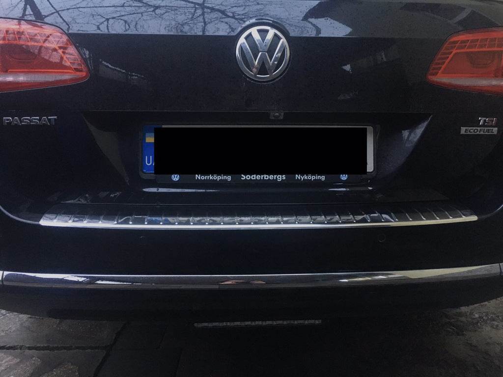 Rear bumper pad OmsaLine Gloss (SW, stainless steel) for Volkswagen Passat B7 2012-2015 - Reelken Auto