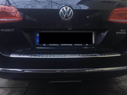 Rear bumper pad OmsaLine Gloss (SW, stainless steel) for Volkswagen Passat B7 2012-2015 - Reelken Auto