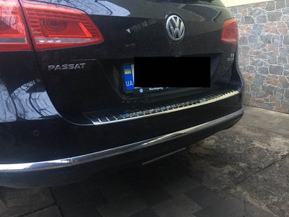 Rear bumper pad OmsaLine Gloss (SW, stainless steel) for Volkswagen Passat B7 2012-2015 - Reelken Auto
