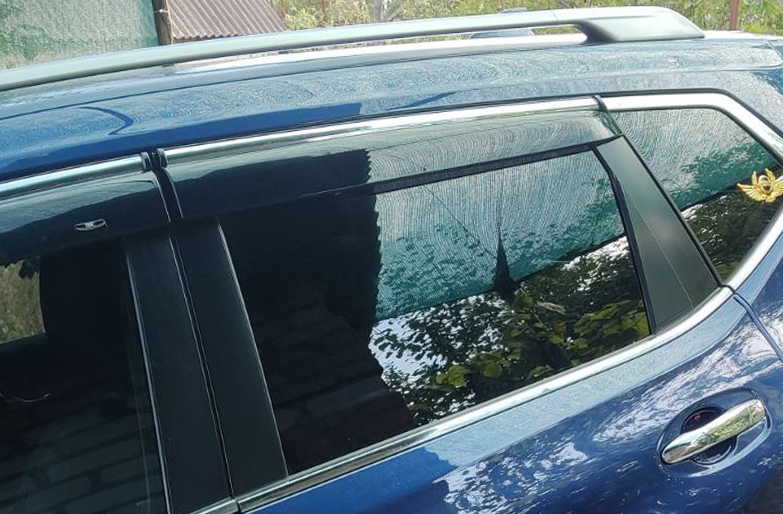 Window deflectors with chrome trim (4 pcs, HIC) for Nissan X-trail T32/Rogue 2014-2021 - image 4