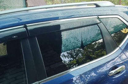 Window deflectors with chrome trim (4 pcs, HIC) for Nissan X-trail T32/Rogue 2014-2021 - image 4