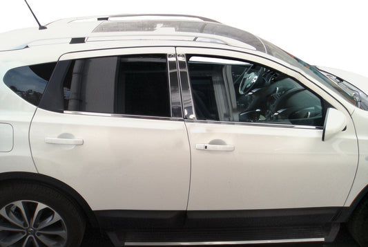 Chrome Door Pillar Covers (4 pcs, Stainless Steel) for Nissan Qashqai 2010-2014 - image 2